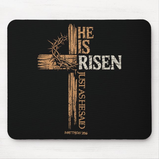 Mousepad Ressuscitou como Ele Disse Cruz Cristã Páscoa Mate (Frente)