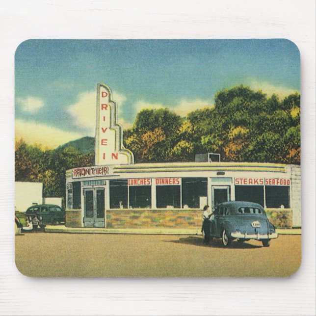 Mousepad Restaurante Vintage, Lanchonete Drive In dos anos  (Frente)