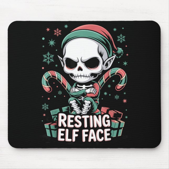 Mousepad Resting Elf Face Funny Christmas Cute Creepy Women (Frente)