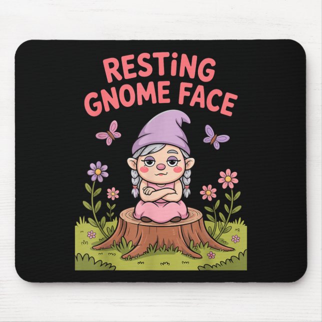 Mousepad Resting Gnome Face Cute Funny Christmas Kawaii Car (Frente)