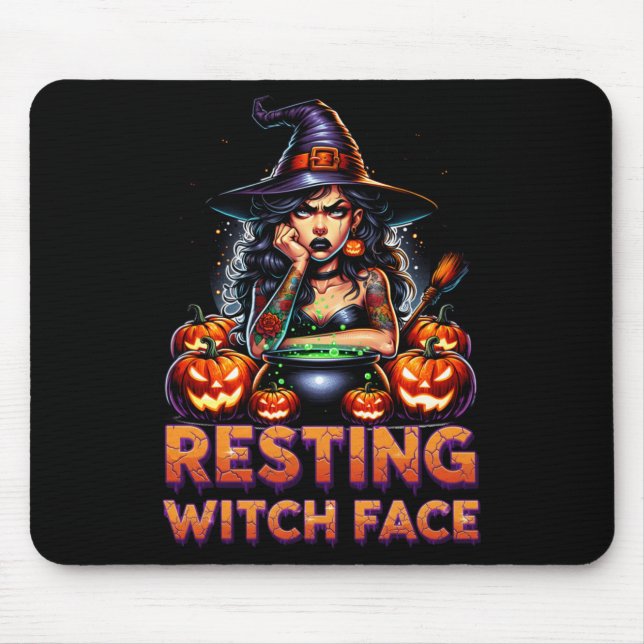 Mousepad Resting Witch Face Funny Sarcastic Halloween Rude  (Frente)