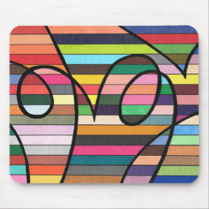 Mousepad Resumo Abstrato Listrado Vibrante com Redemoinhos 