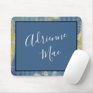 Mousepad Resumo Azul & Dourado Personalizado em Moldura