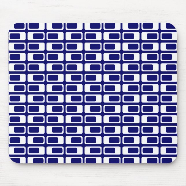 Mousepad Retângulos Alternativos (branco com azul escuro) (Frente)
