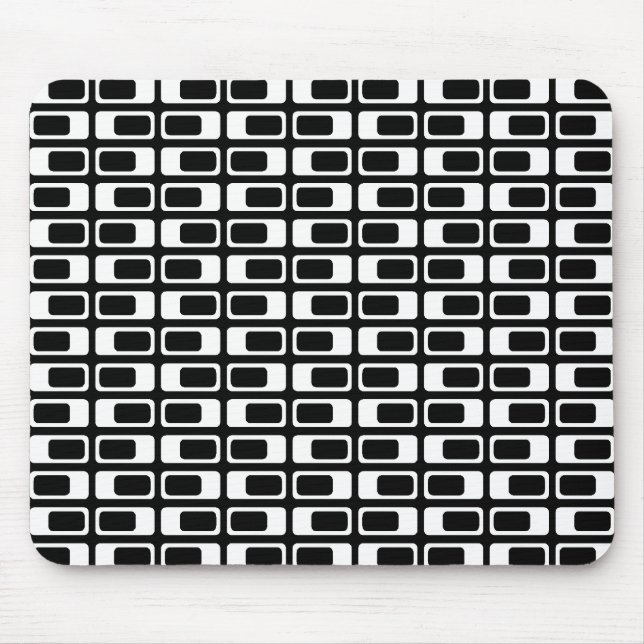 Mousepad Retângulos Alternativos (Branco com Preto) (Frente)