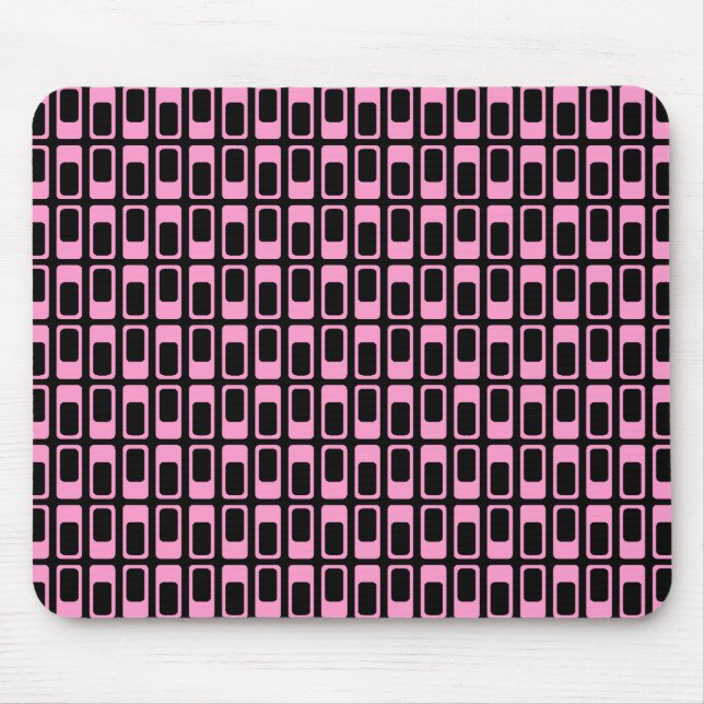 Mousepad Retângulos Alternativos (Rosa com Preto) (Frente)