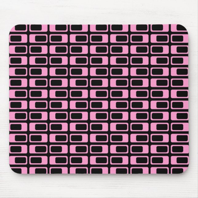 Mousepad Retângulos Alternativos (Rosa com Preto) (Frente)