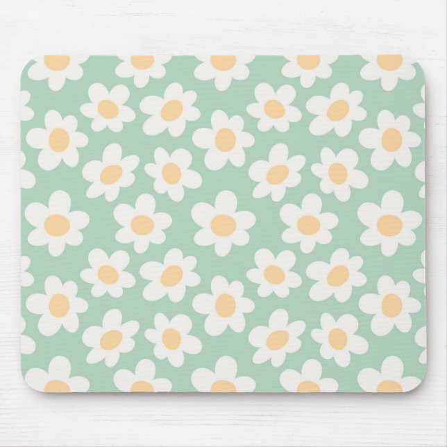 Mousepad Retrair margaridas no estilo florado sobre fundo v (Frente)