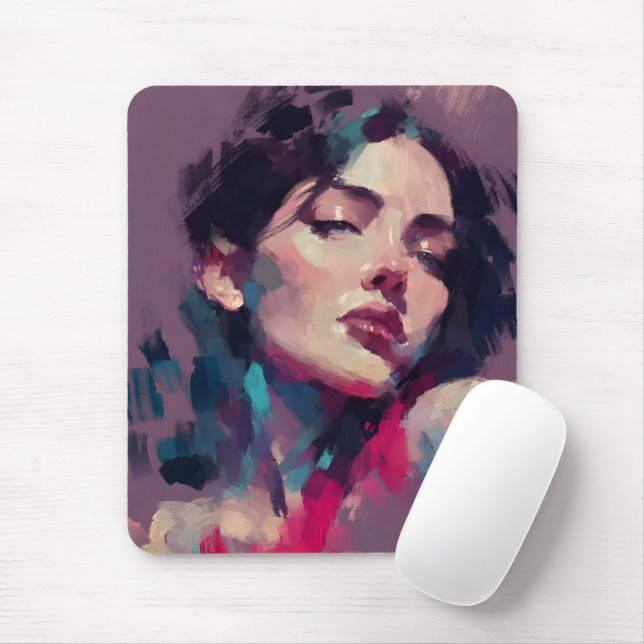 Mousepad Retrato Abstrato de Luz Neon (Com mouse)