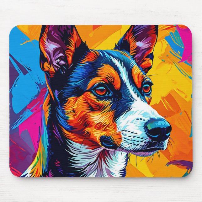 Mousepad Retrato Abstrato do Cão Basenji (Frente)