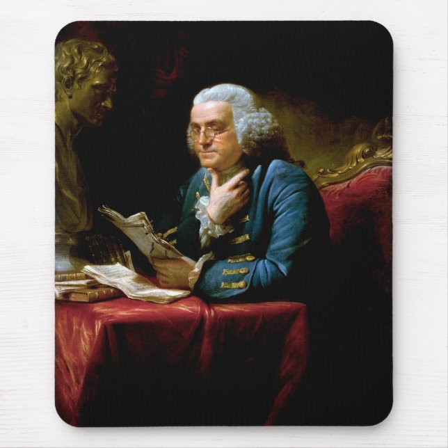 Mousepad Retrato aproximado, Benjamin Franklin Pai Fundador (Frente)