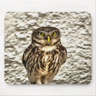 Mousepad Retrato Artístico Da Pequena Coruja Marrom
