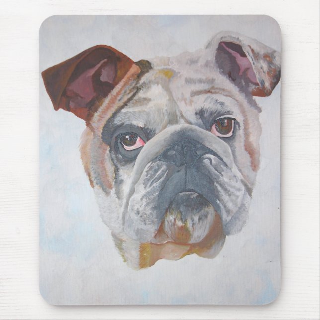 Mousepad Retrato Artístico Do Bulldog Americano (Frente)