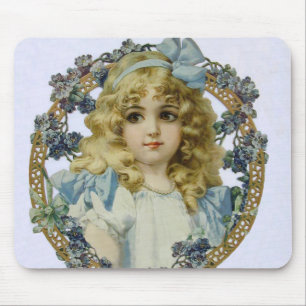 Mousepad Retrato Bonito para Menininha Antiquado Bonito