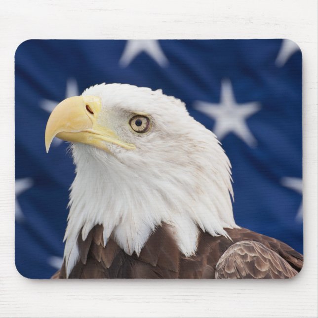Mousepad Retrato da águia careca com estrelas (Frente)