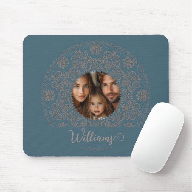 Mousepad Retrato da família personalizada Dourado Rococo Ma (Com mouse)