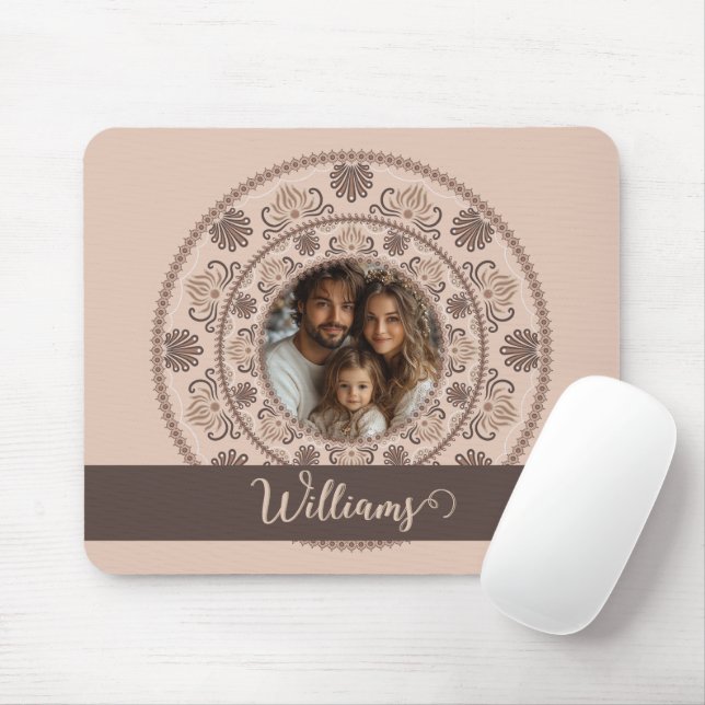 Mousepad Retrato da família personalizada Neutrais aquecido (Com mouse)