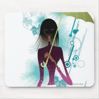 Mousepad Retrato da jovem mulher que guardara a bolsa e o