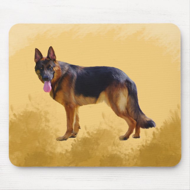 Mousepad Retrato de Aquarela do Cachorro do german shepherd (Frente)