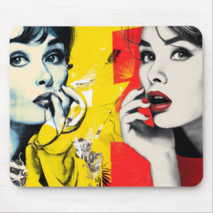 Mousepad Retrato de arte com pop duplo