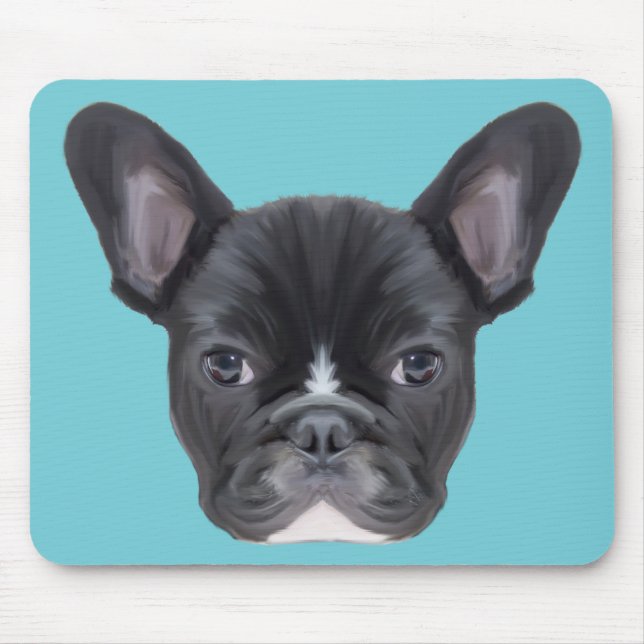 Mousepad Retrato de Arte de Bulldog Francês (Frente)