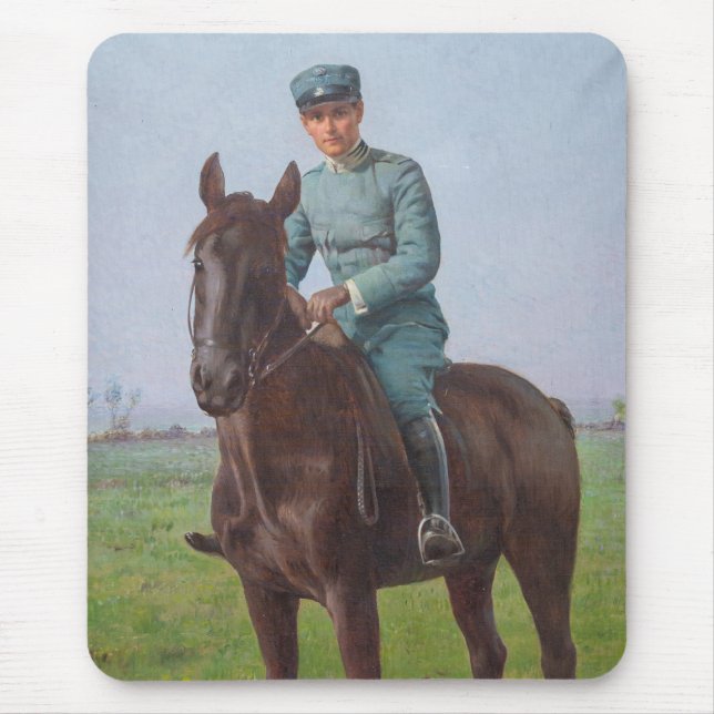 Mousepad Retrato de Attilio Triboletti (Soldado de Cavalari (Frente)