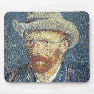 Mousepad Retrato de auto de Vincent van Gogh com chapéu