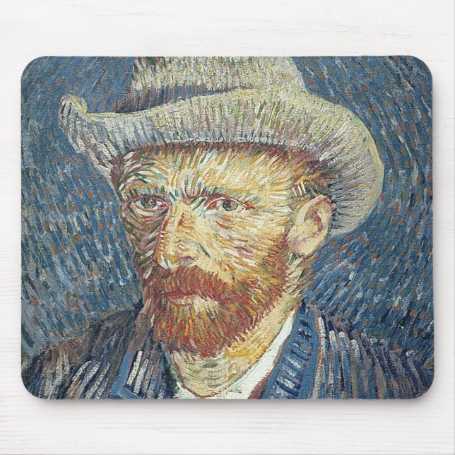 Mousepad Retrato de auto de Vincent van Gogh | com chapéu (Frente)