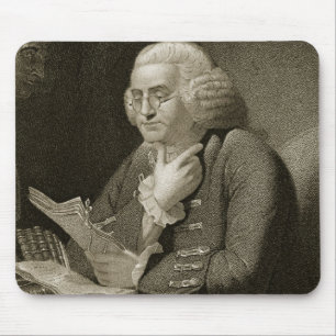 Mousepad Retrato de Benjamin Franklin, gravado por Thomas