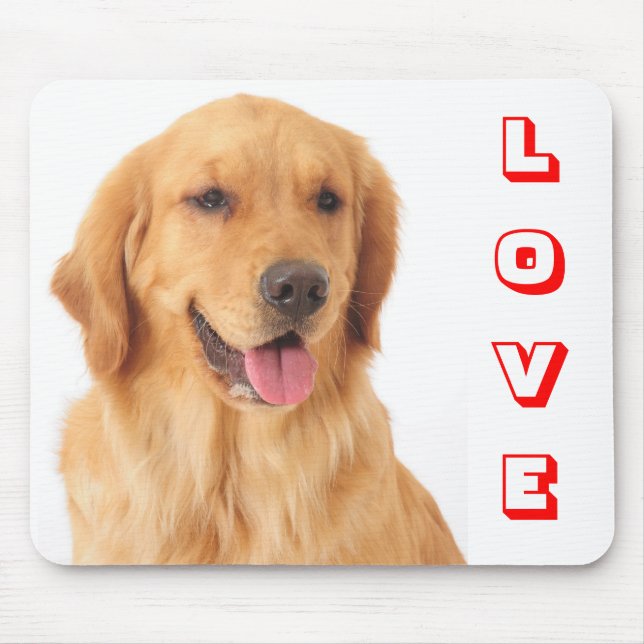 Mousepad Retrato de Cão Cachorro Vermelho Ouro (Frente)