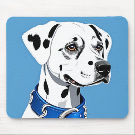 Mousepad Retrato de Cão Dálmata com Coleira Azul