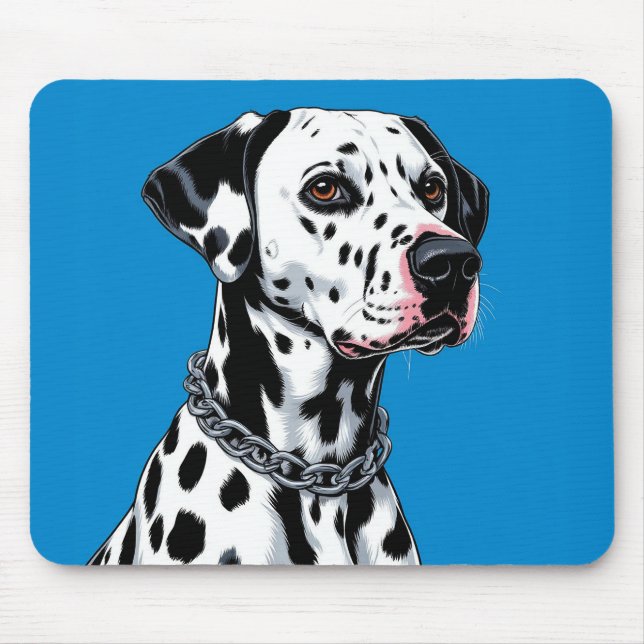 Mousepad Retrato de Cão Dalmata Contra Fundo Azul (Frente)