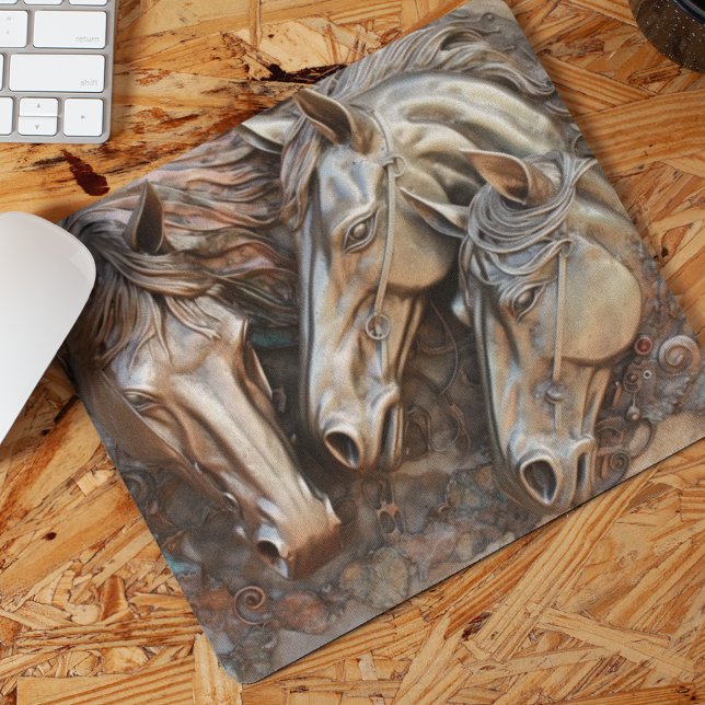 Mousepad Retrato de Cavalo com Estilo de Metal Esculpido (Criador carregado)