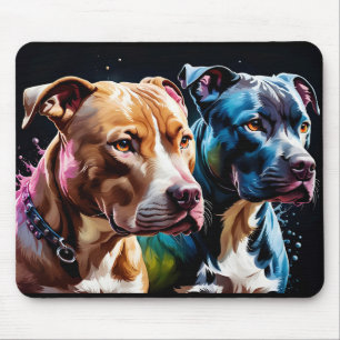 Mousepad Retrato de dois pit Bulls