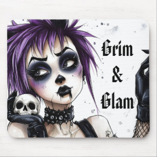 Mousepad Retrato de Garota Gótica - Grim & Glam