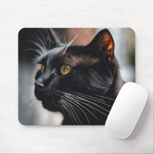 Mousepad Retrato de Gato Negro