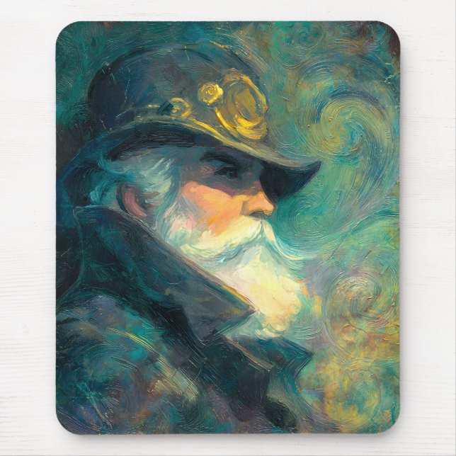 Mousepad Retrato de Homem Velho de Inverno Vintage (Frente)