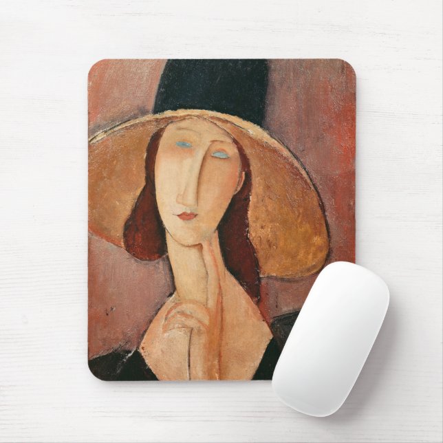 Mousepad Retrato de Jeanne Hebuterne em um chapéu grande (Com mouse)