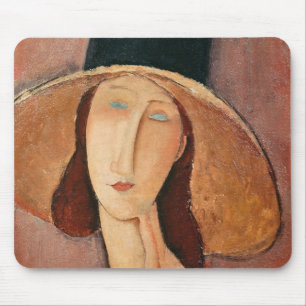 Mousepad Retrato de Jeanne Hebuterne em um grande chapéu