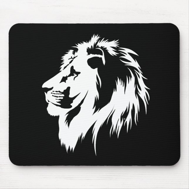 Mousepad Retrato de leão (branco) (Frente)