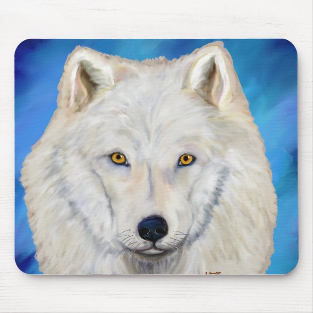Mousepad Retrato de Lobo Branco (Frente)