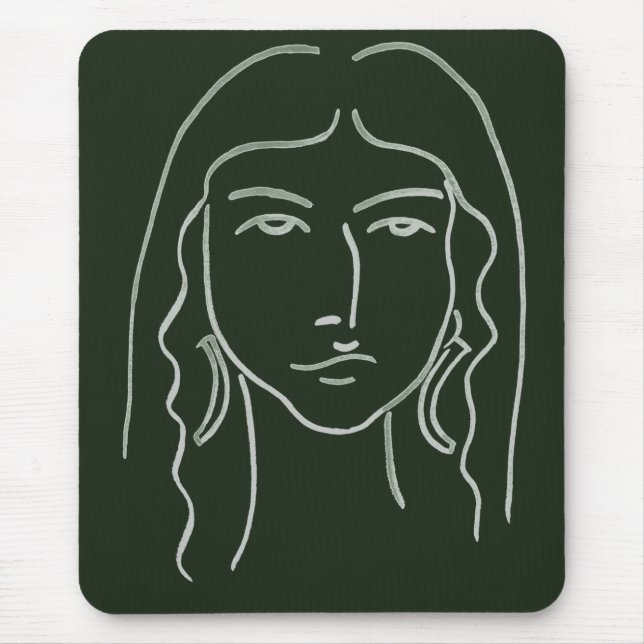 Mousepad Retrato de malaquite com cabelo longo (Frente)