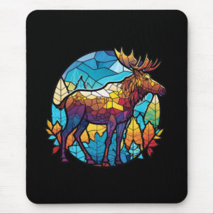 Mousepad Retrato de Moose Animal Vidro escondido