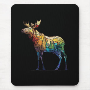 Mousepad Retrato de Moose Animal Vidro escondido