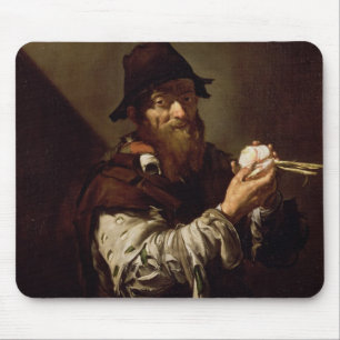 Mousepad Retrato de um ancião com uma cebola (óleo no can