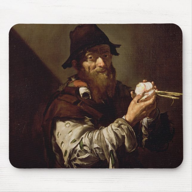 Mousepad Retrato de um ancião com uma cebola (óleo no canva (Frente)