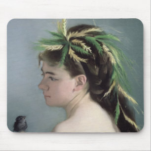 Mousepad Retrato de uma menina que guardara um pardal