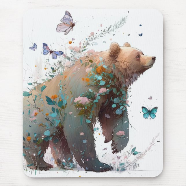 Mousepad Retrato De Urso Cinza Pintando Arte Selvagem (Frente)