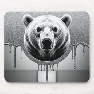 Mousepad Retrato de Urso Polar com Efeito de Gotejamento Me