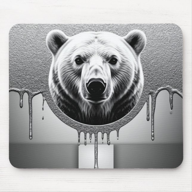 Mousepad Retrato de Urso Polar com Efeito de Gotejamento Me (Frente)